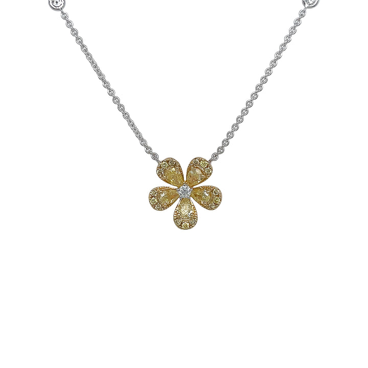 18kt Yellow Gold Yellow Diamond Flower Pendant