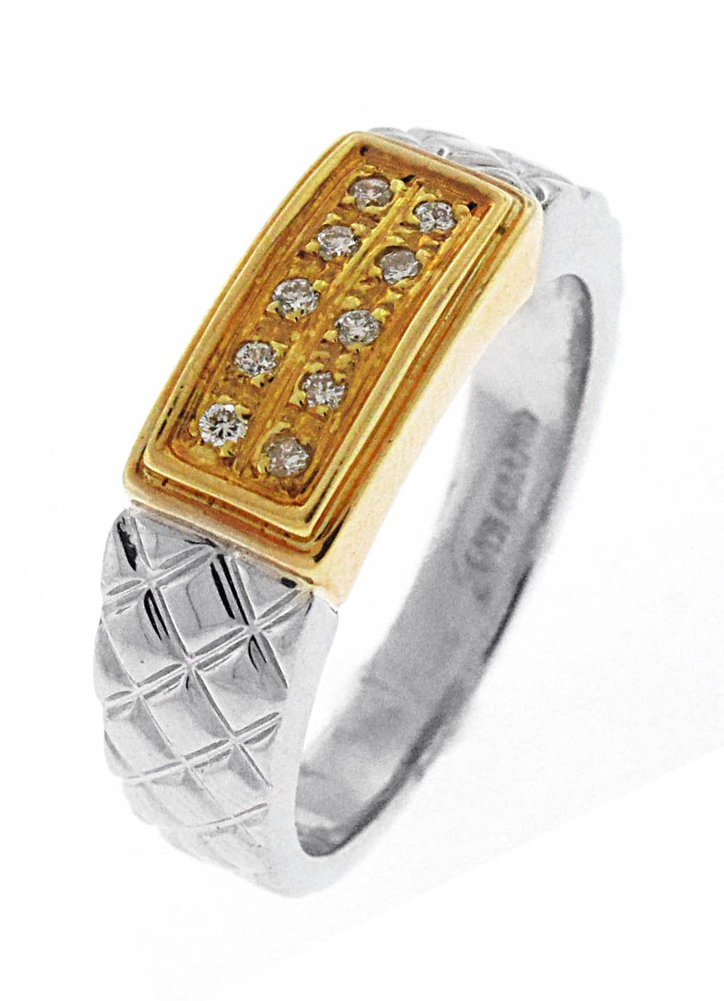 Platinum And 18kt Yellow Gold Diamond Band