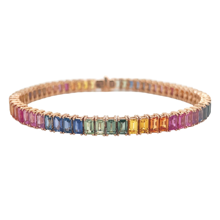 18kt Rose Gold Multi-color Sapphire Tennis Bracelet
