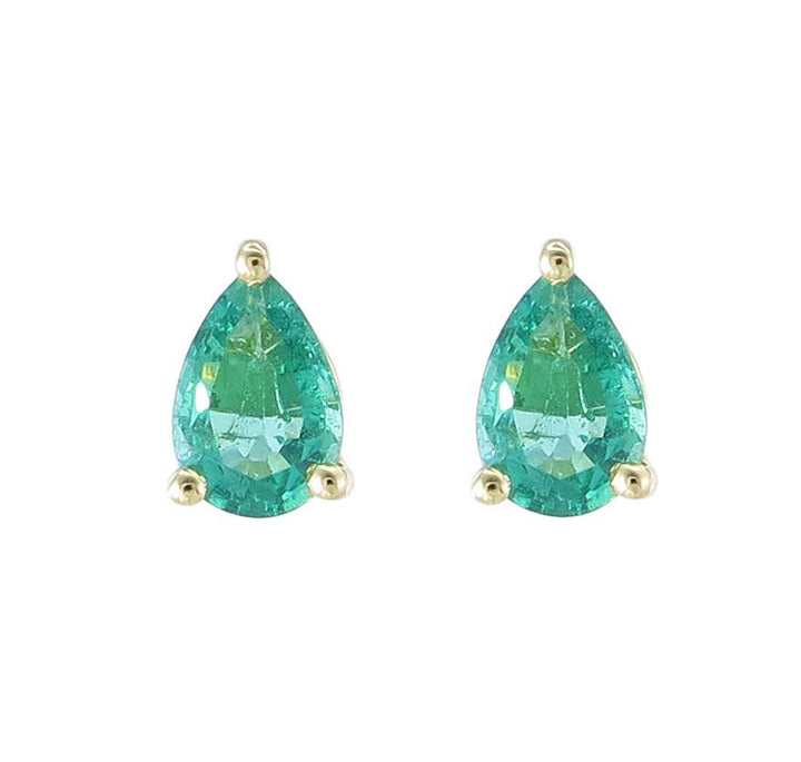 18kt Yellow Gold Green Emerald Earrings