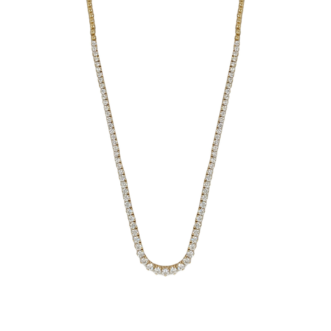18kt Yellow Gold Diamond Tennis Necklace