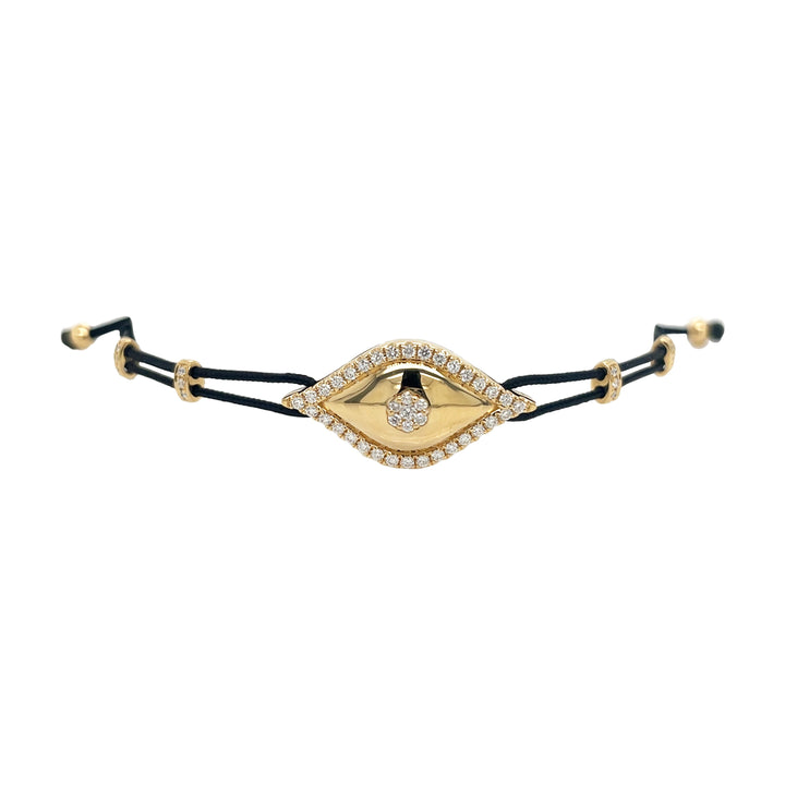 18kt Yellow Gold Diamond Evil-eye Rope Bracelet
