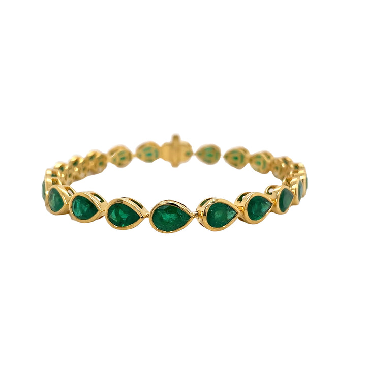 18kt Yellow Gold Green Emerald Tennis Bracelet