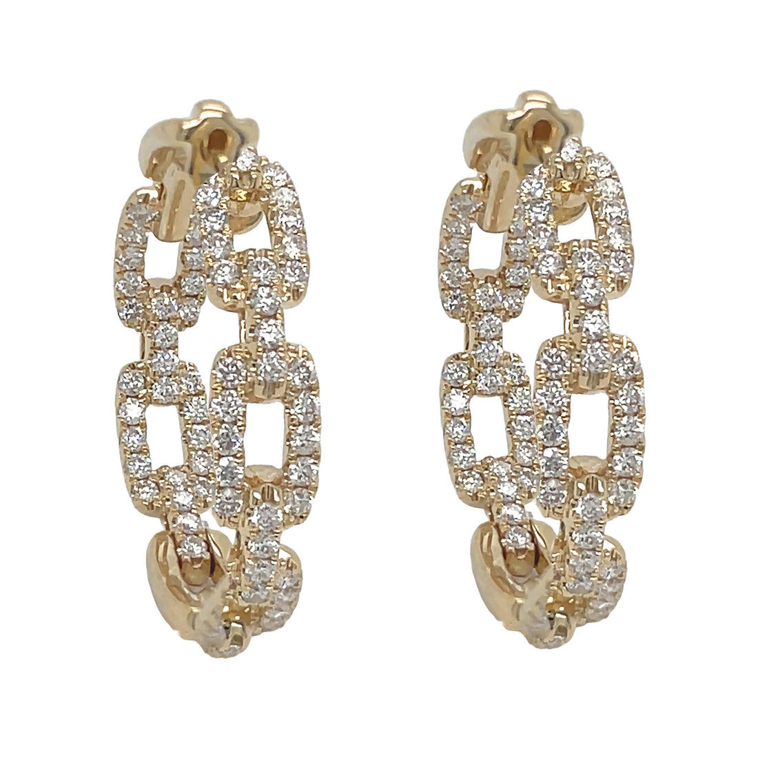 18kt Yellow Gold Dimaond Link Hoops