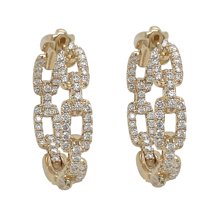 18kt Yellow Gold Dimaond Link Hoops