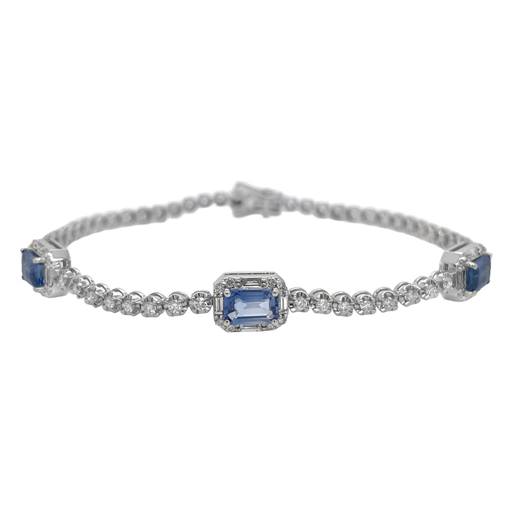 18kt White GGold Diamond and Blue Sapphire Bracelet