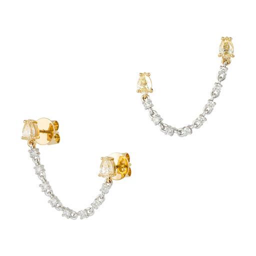 18kt Yellow Gold Yellow Diamond Dangling Earrings.
