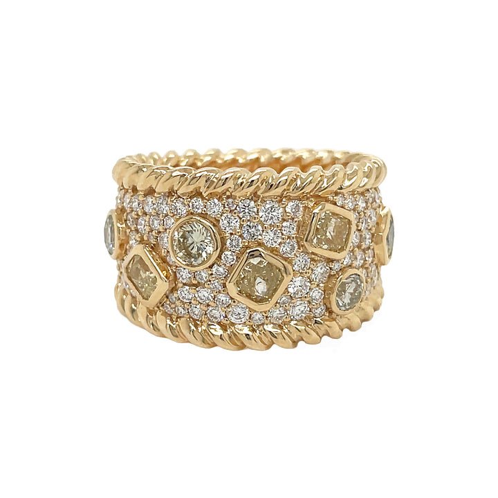18kt Yellow Gold Yellow Diamond Wide Band