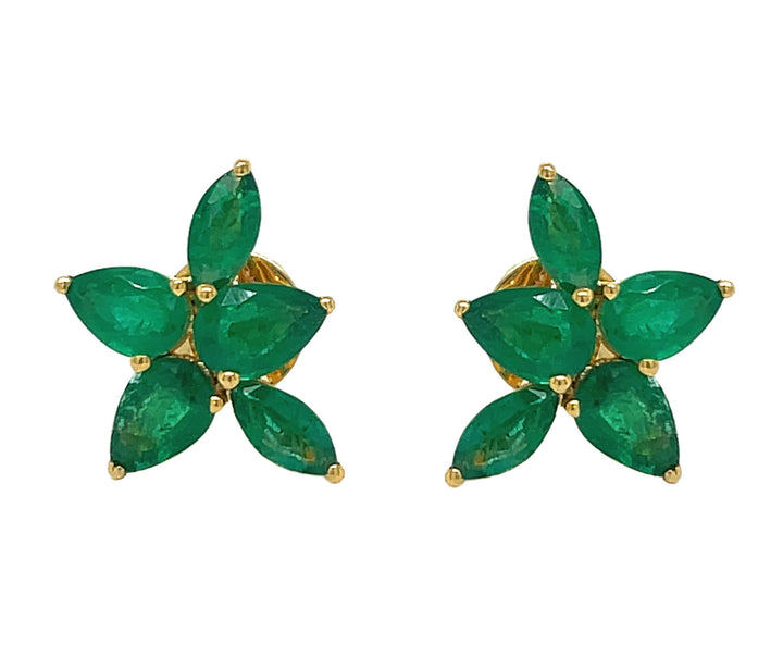 18kt Yellow Gold Emerald Earrings