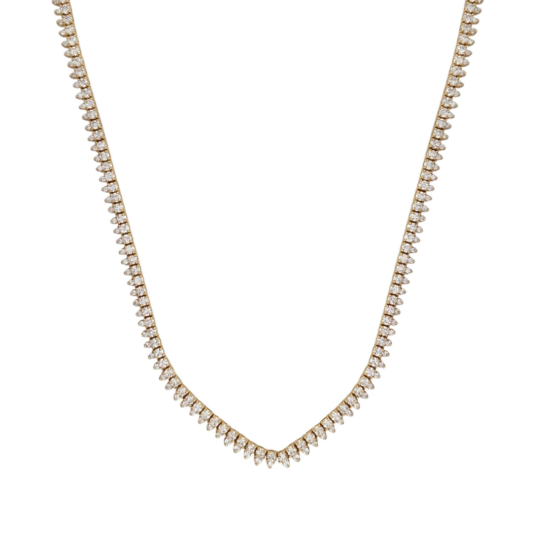 18kt Yellow Gold Diamond Tennis Necklace