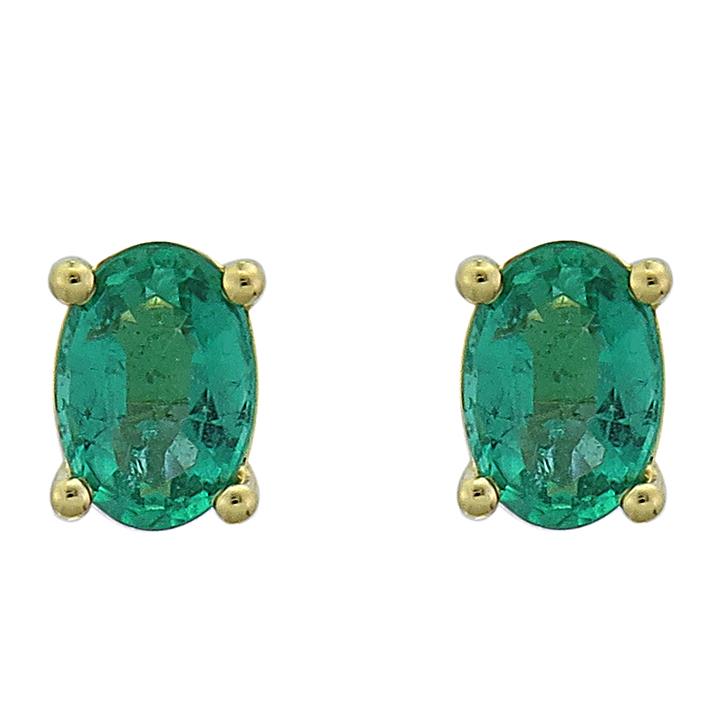 18kt Yellow Gold Emerald Earrings