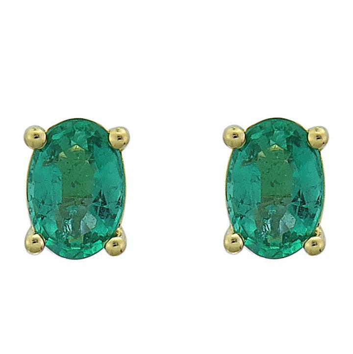 18kt Yellow Gold Emerald Earrings