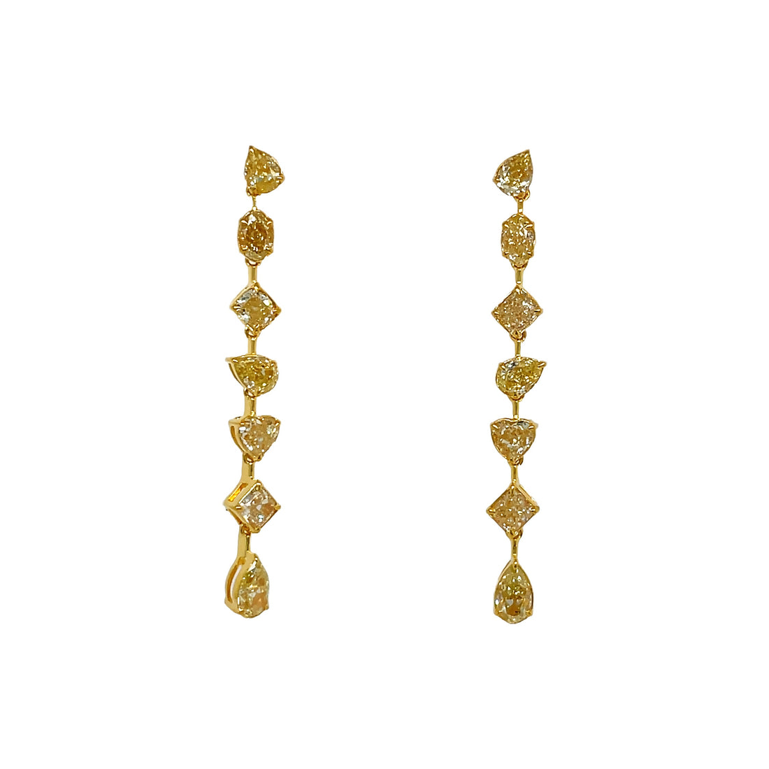 18Kt Yellow Gold Yellow Diamond Dangling Earrings