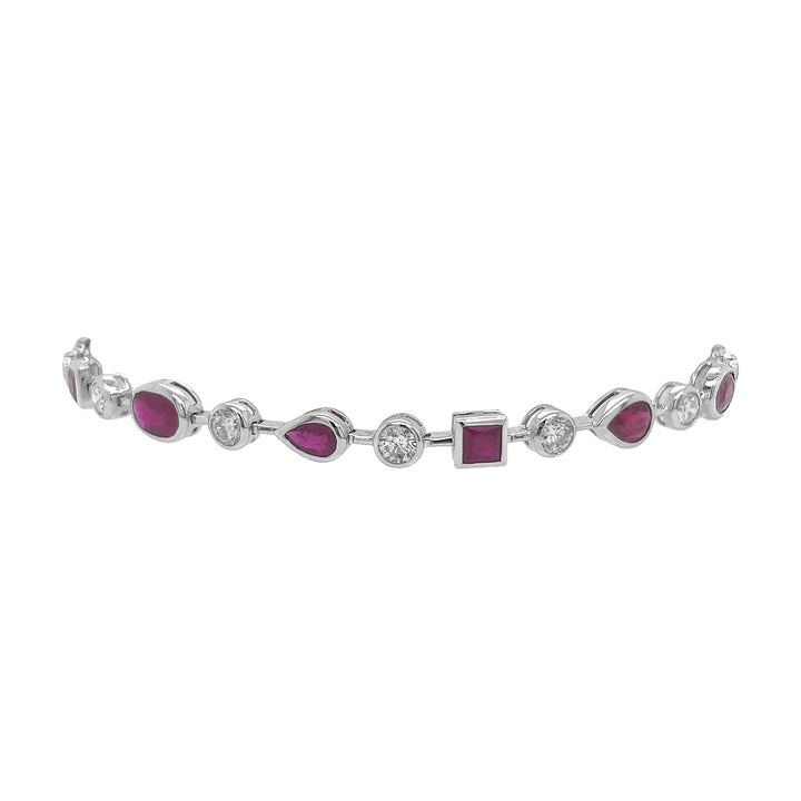 18kt White Gold Diamond and Ruby Tennis Bracelet