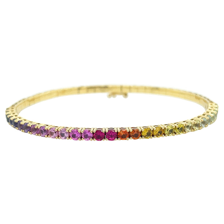 18kt Yellow Gold Multi color Sapphire Bangle