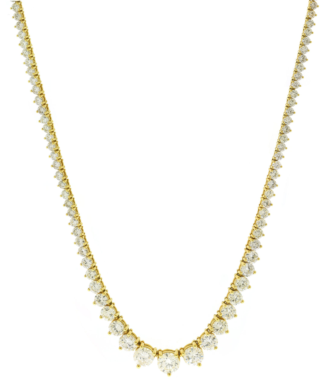 18kt Yellow Gold Diamond Tennis Necklace