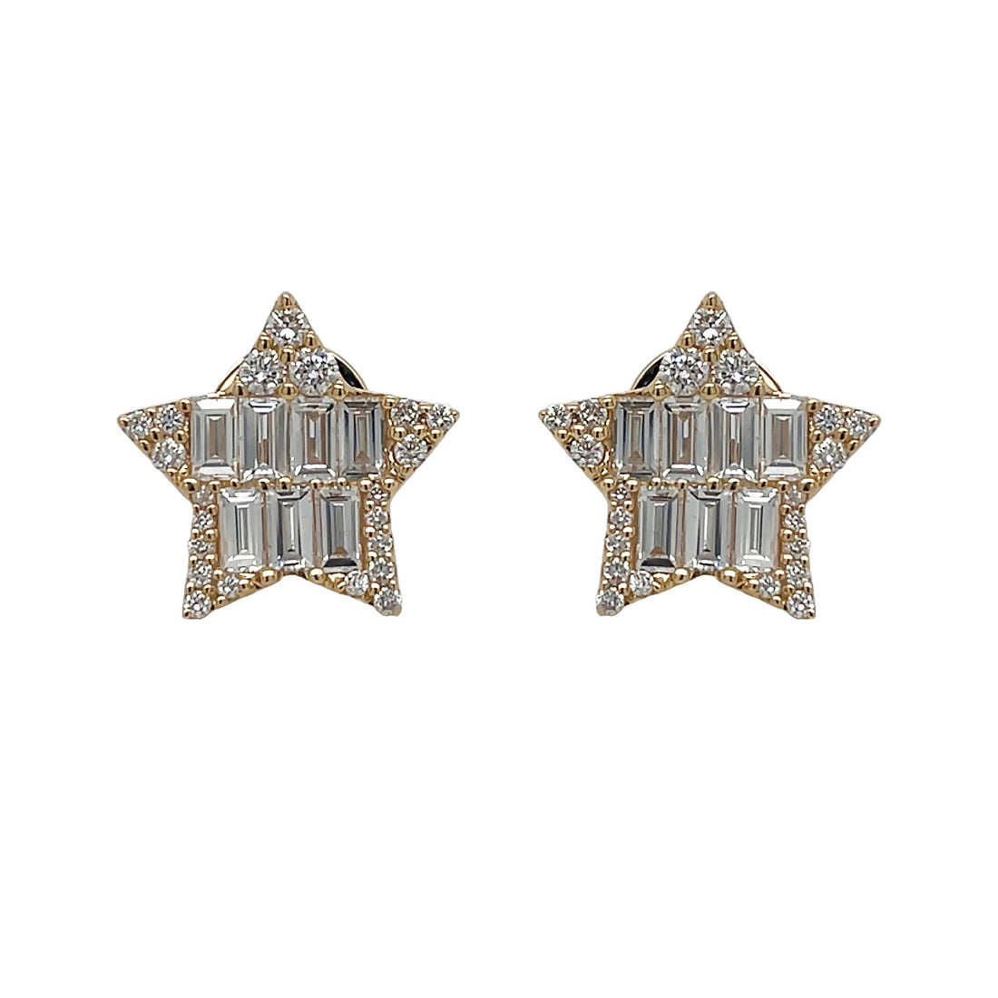 18kt Yellow Gold Diamond Star Earrings