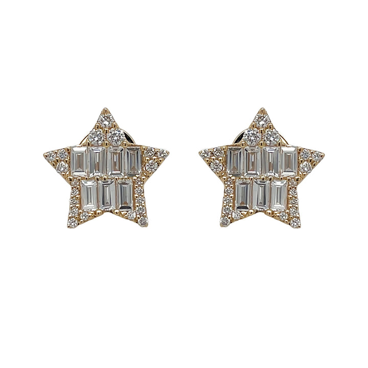18kt Yellow Gold Diamond Star Earrings