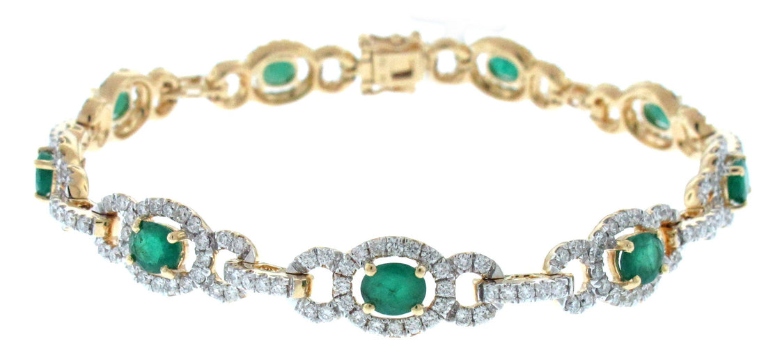 18kt Yellow Gold Emerald Link Bracelet