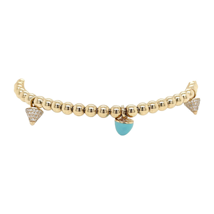14kt Yellow Gold Diamond and Turquoise Bracelet