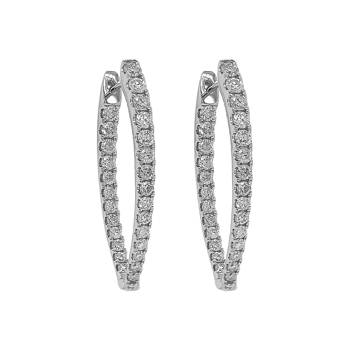 18kt White Gold Diamond Hoops
