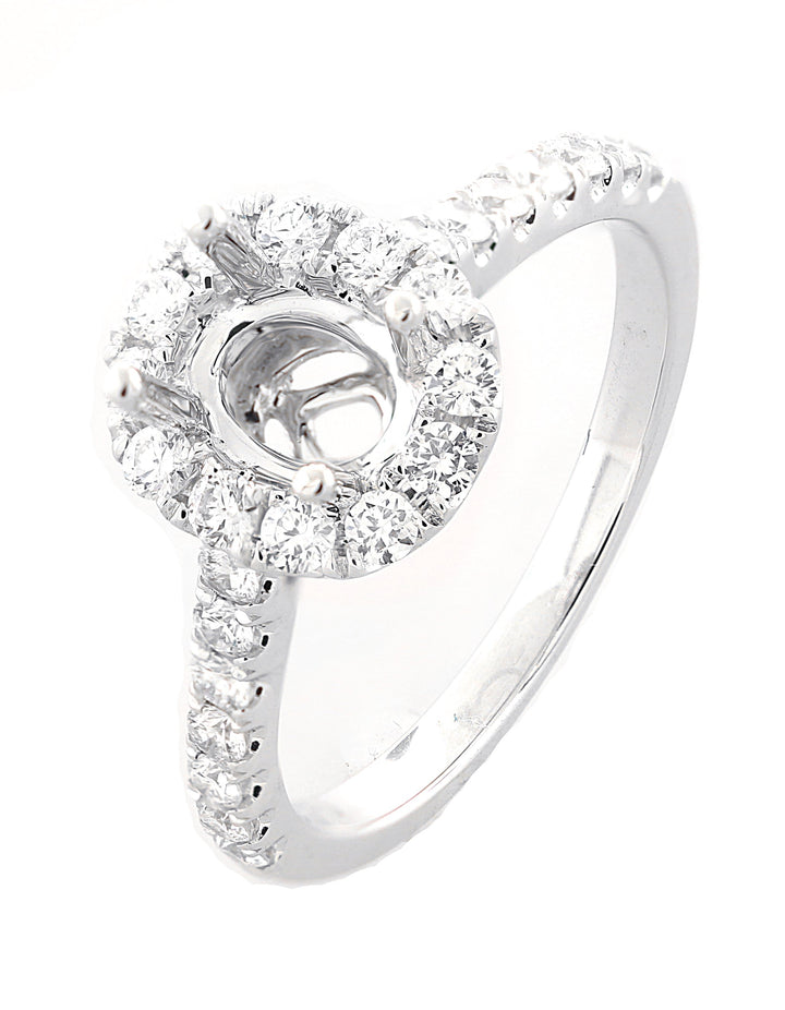 18kt White Gold Diamond Halo Semi Mount