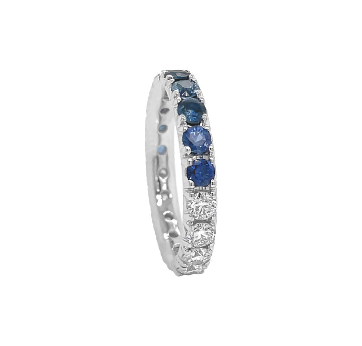 18kt White Gold Diamond and Blue Sapphire Eternity Band