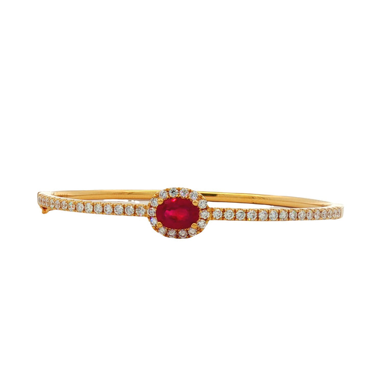 18kt Yellow Gold Diamond And Ruby Bangle