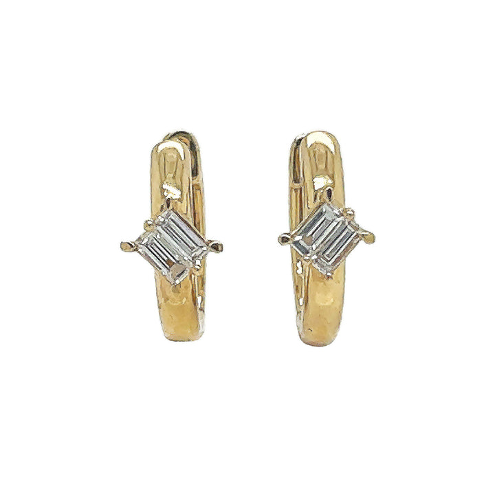 18kt Yellow Gold Diamond Huggie Earrings
