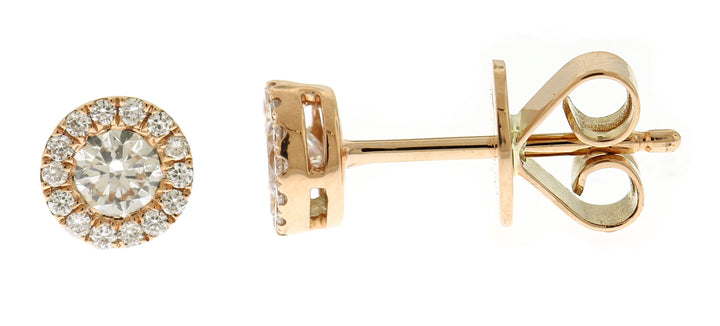 18kt Rose Gold Diamond Cluster Stud Earrings