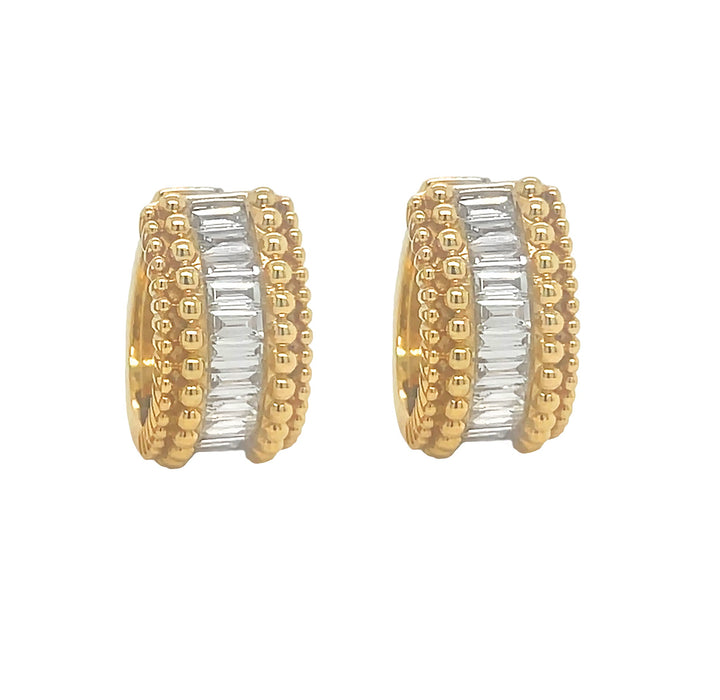 18kt Yellow Gold Diamond Huggie Earrings