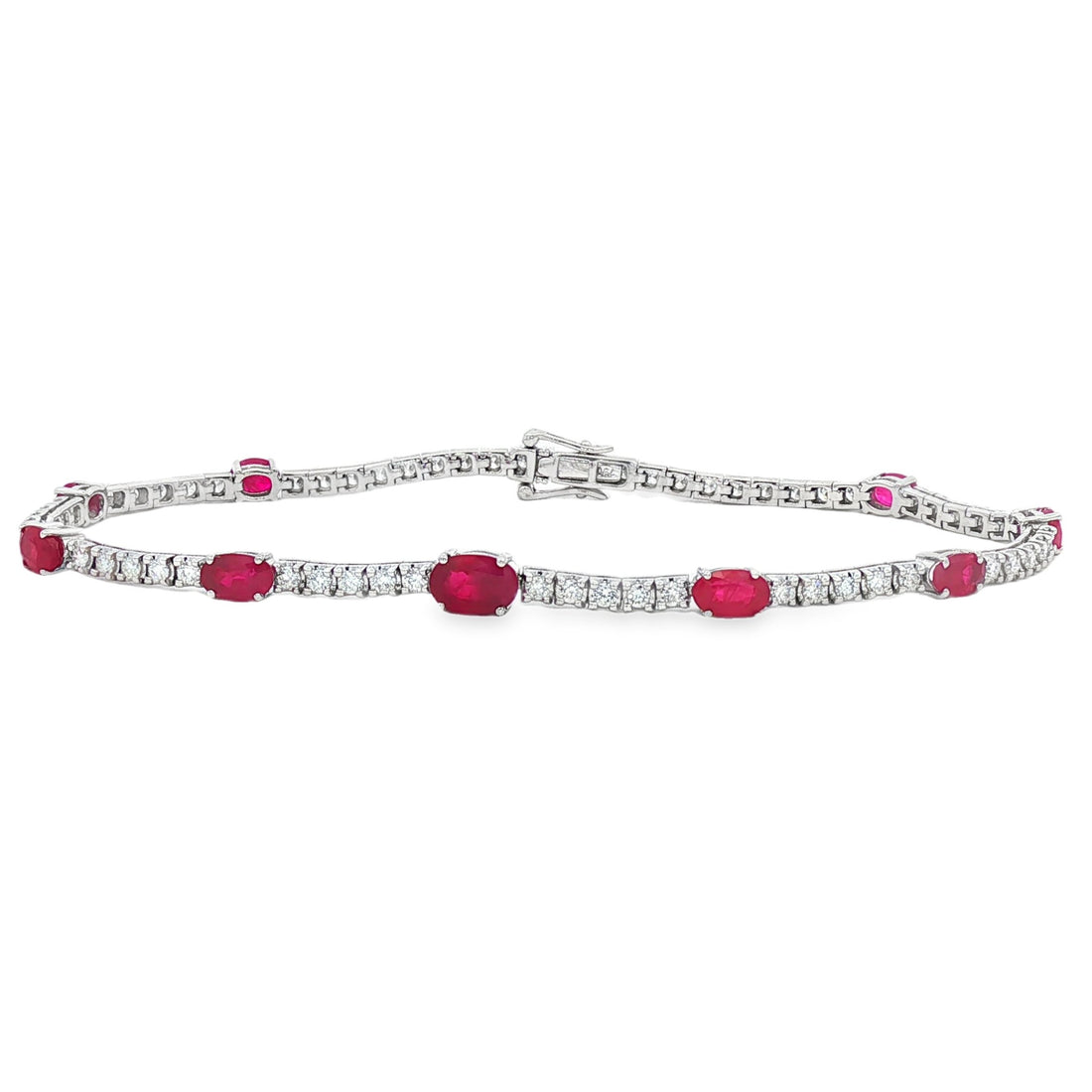 18kt White Gold Diamond And Ruby Tennis Bracelet