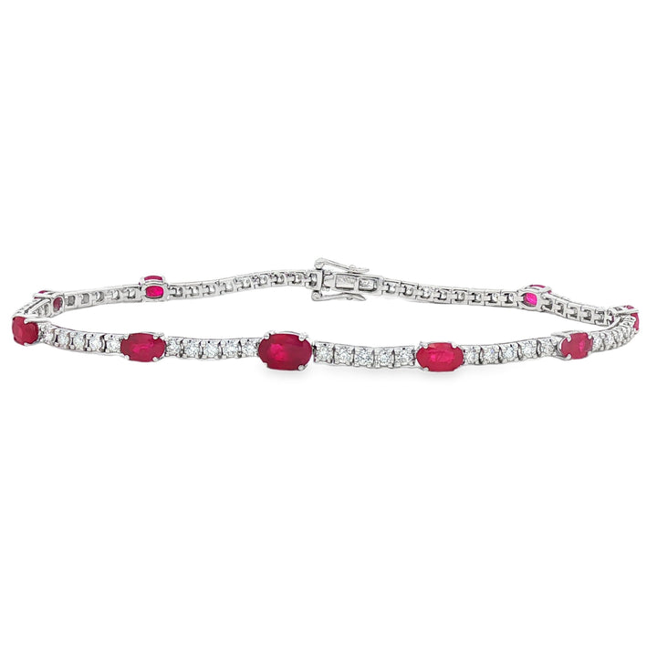 18kt White Gold Diamond And Ruby Tennis Bracelet
