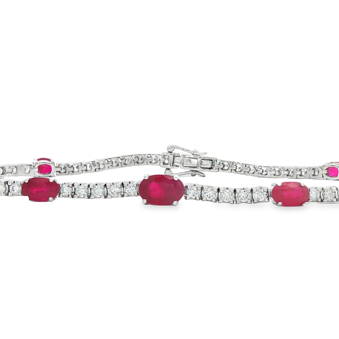 18kt White Gold Diamond And Ruby Tennis Bracelet