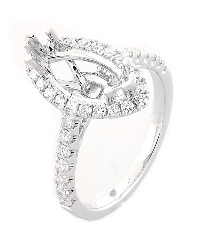 18kt White Gold Diamond Halo Semi Mount