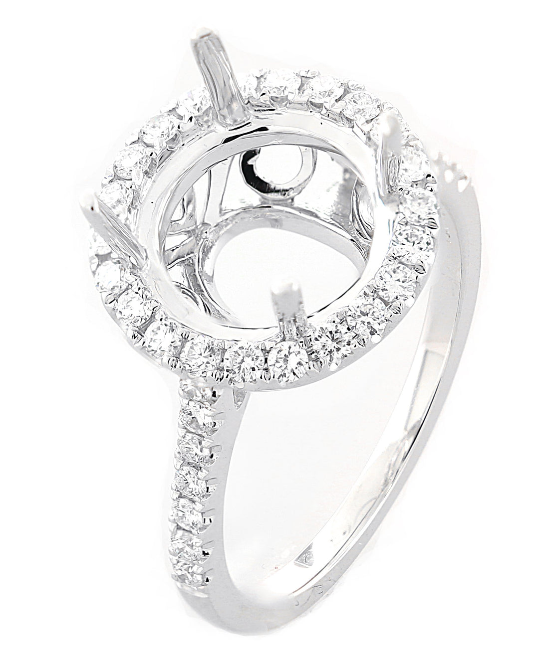18kt White Gold Diamond Halo Semi Mount