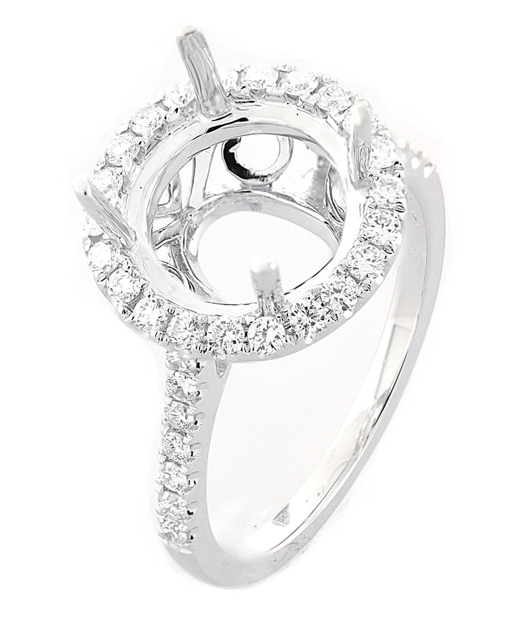 18kt White Gold Diamond Halo Semi Mount