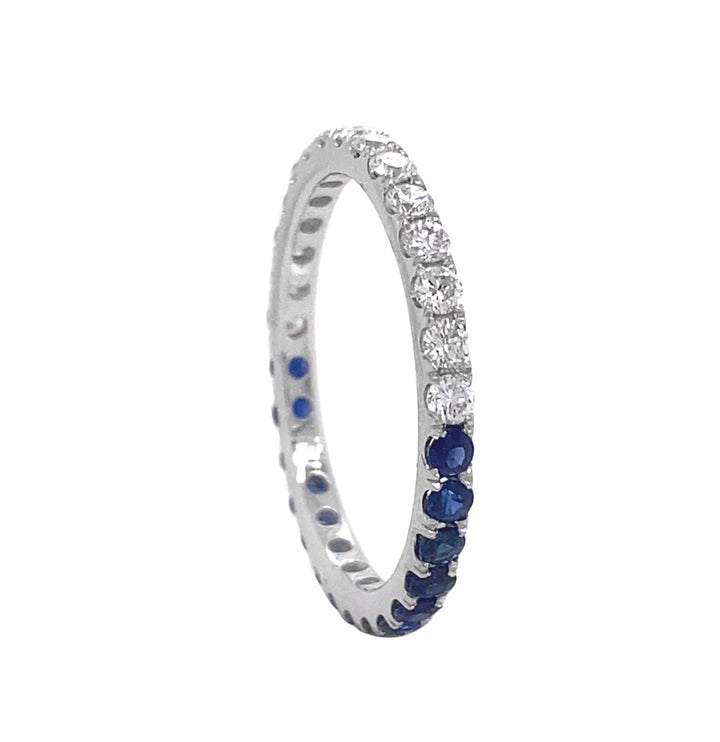 18kt White Gold Diamond and Sapphire Band