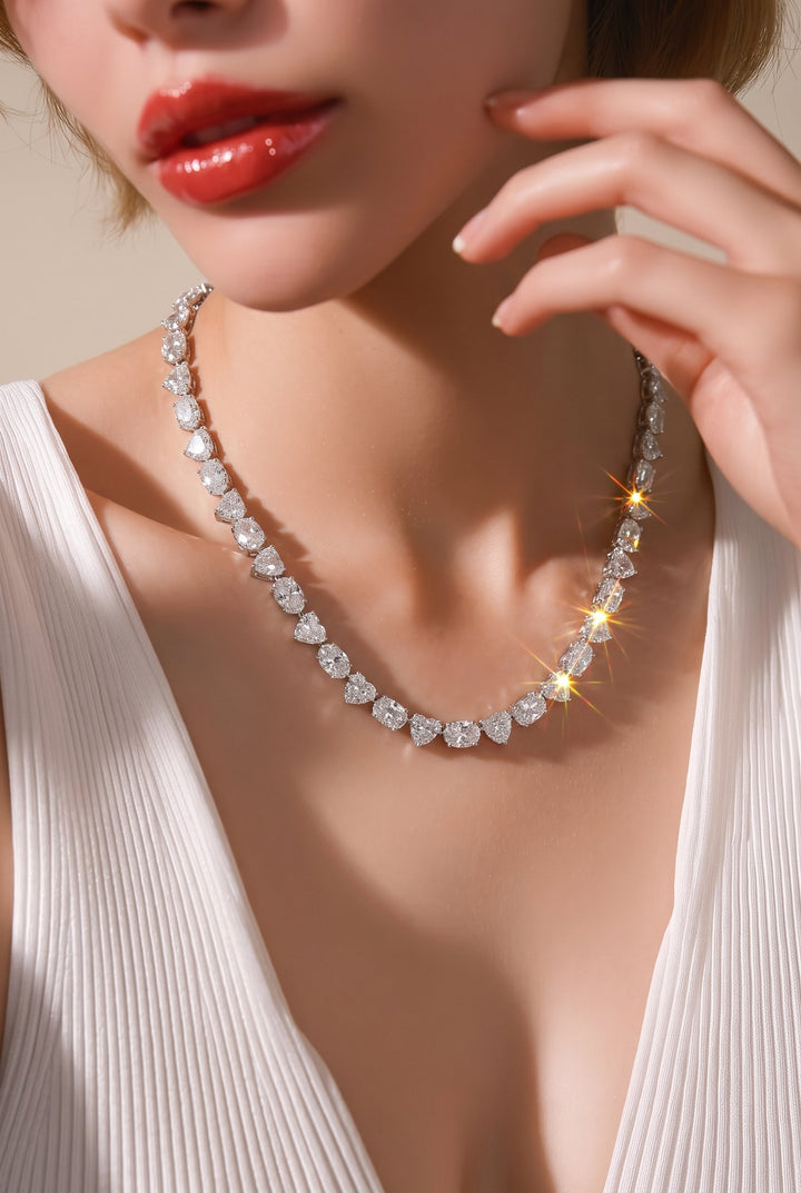 Platinum Lab Diamond Tennis Necklace