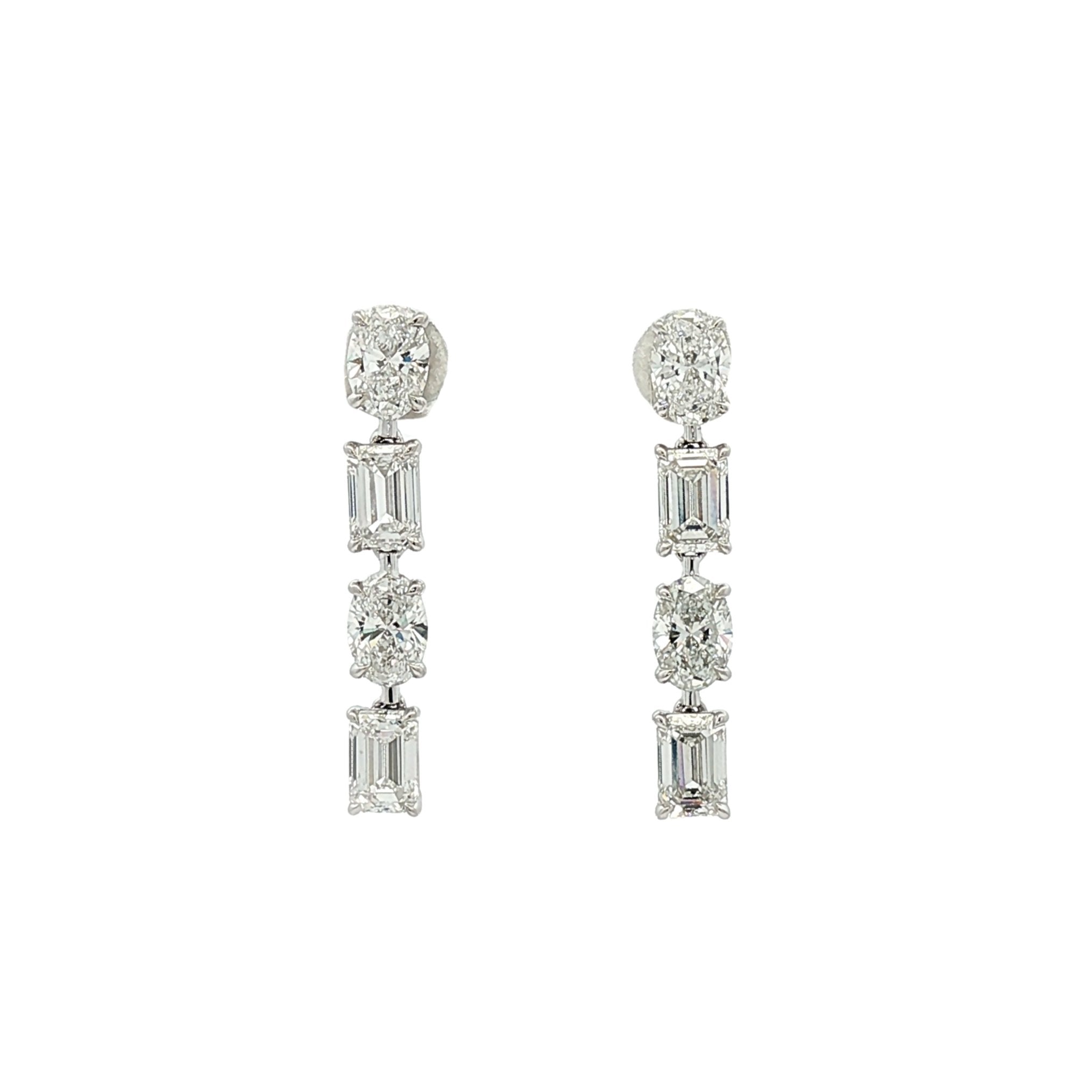 18kt White Gold Lab Diamond Dangling Earrings