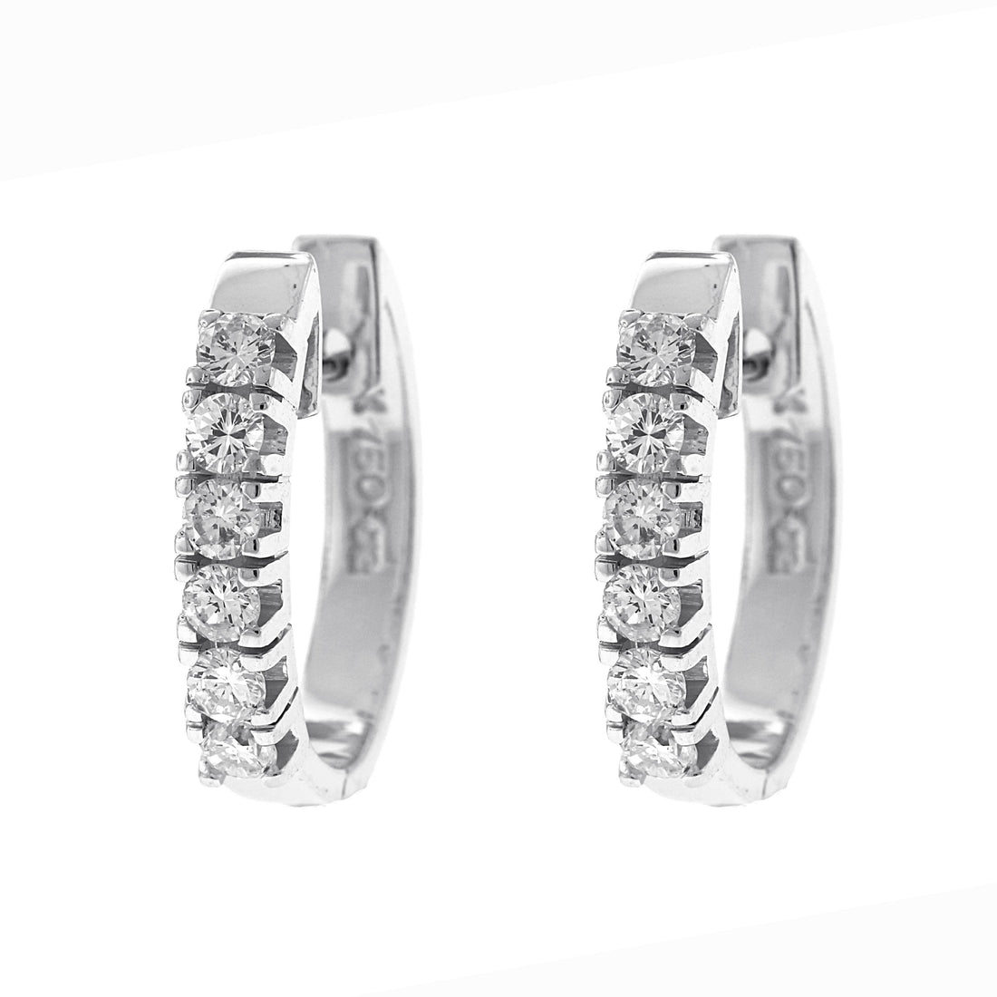 18kt White Gold Diamond Hoop Earrings