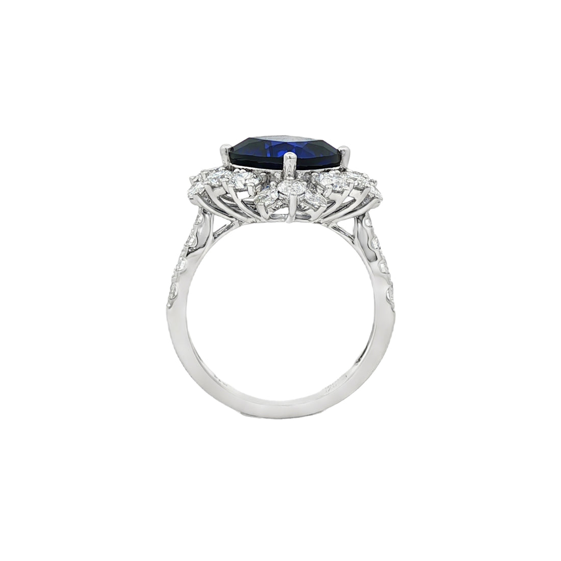 14kt White Gold Lab Diamond And Blue Sapphire Ring