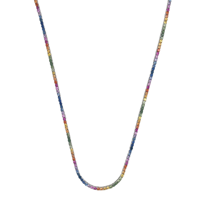 18kt White Gold Diamond and Multi-color Sapphire Bracelet