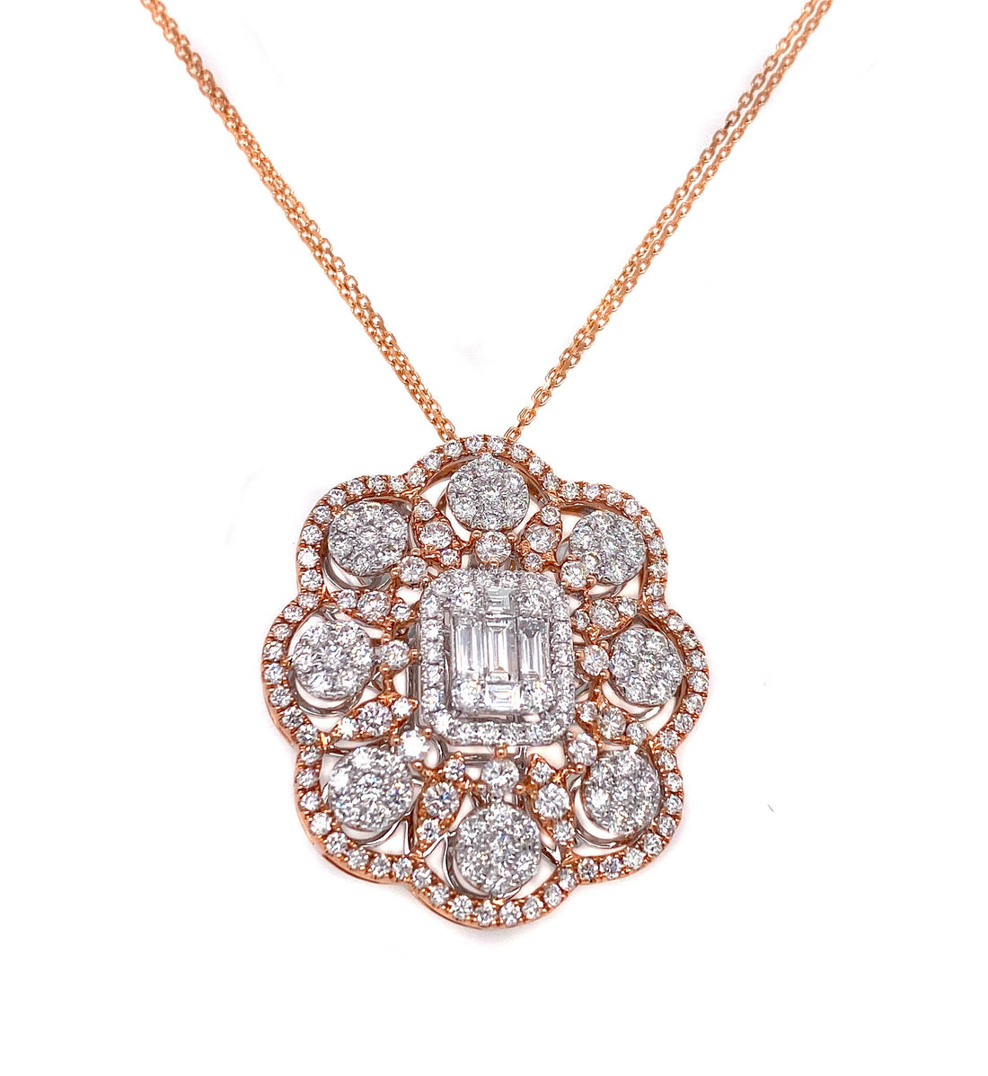 18kt Rose And White Gold Diamond Pendant
