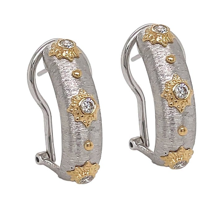 18kt White And Yellow Gold Diamond Earrings
