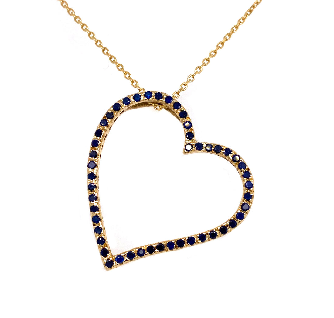 14kt Yellow Gold Diamond and Sapphire Pendant