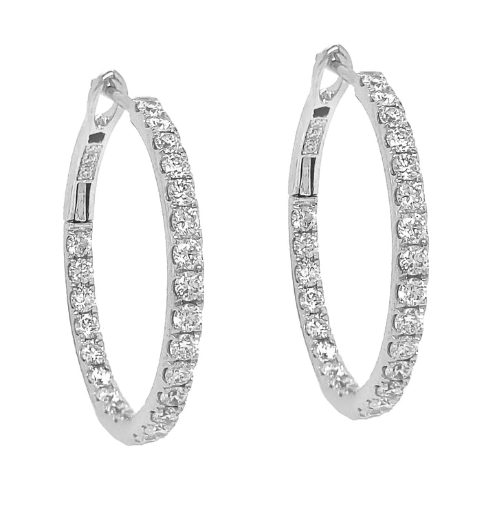 18kt White Gold Diamond Hoops