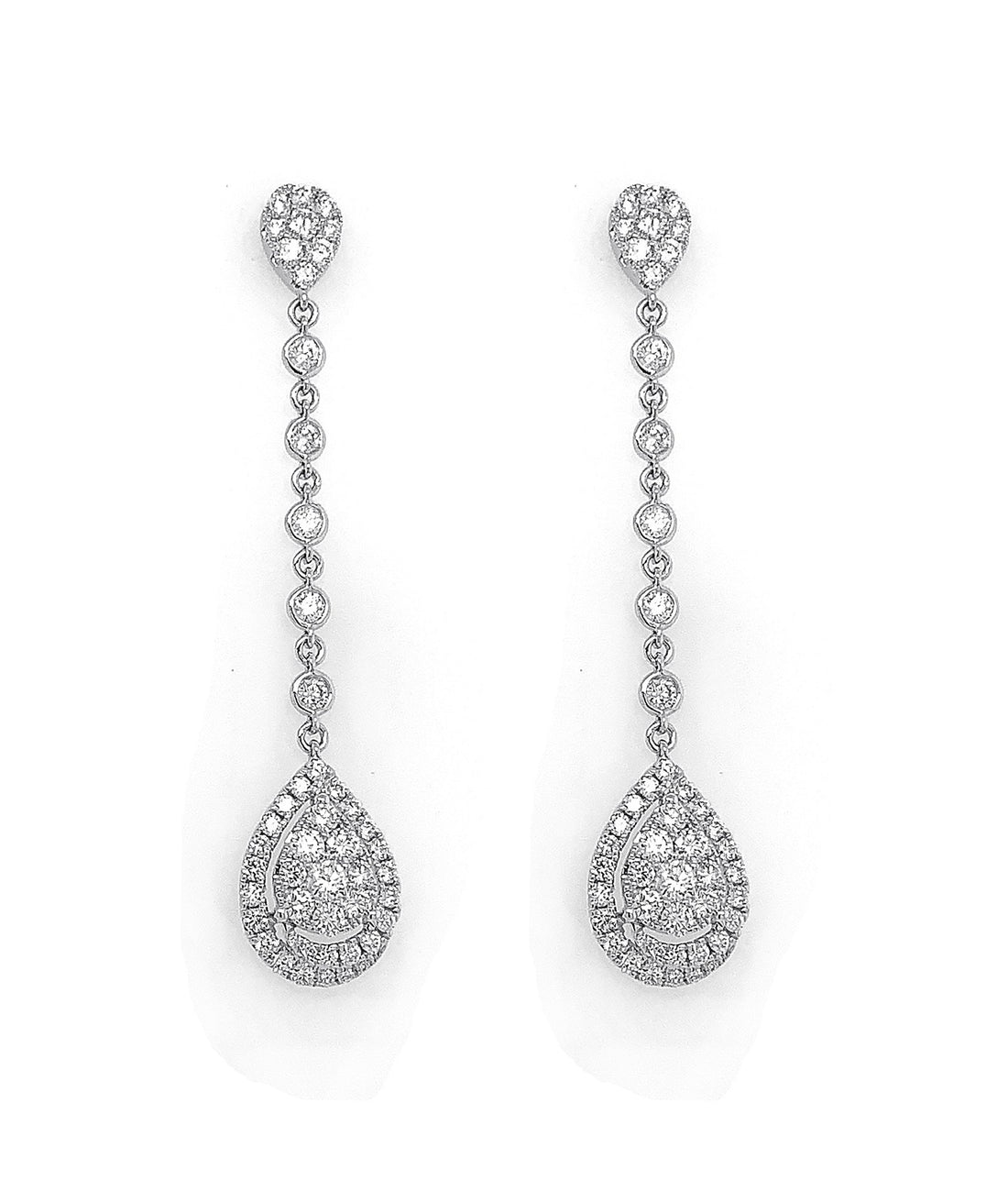 18kt White Gold Diamond Dangling Earrings