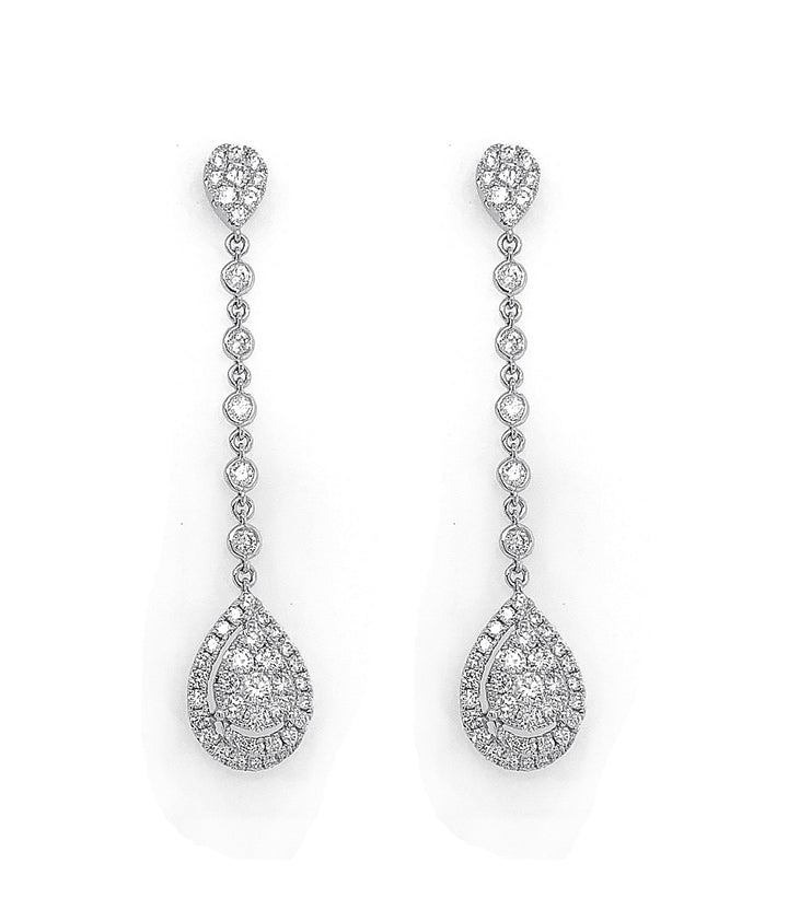 18kt White Gold Diamond Dangling Earrings