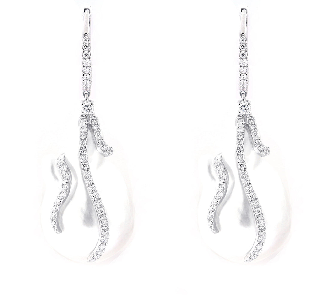 18kt White Gold Diamond and Pearl Earrings